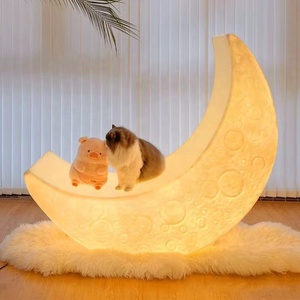 Modern IP65 Waterproof LED Crescent Moon Night Light Indoor Outdoor Contemporary Corner <strong>Floor</strong> <strong>Lamp</strong> Atmospheric Stand Home - Product Image 3