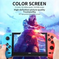 Consola de juegos retro portátil X50 con pantalla de 5.1 pulgadas, 8G de memoria integrada, más de 6000 juegos, compatible con salida de TV AV.