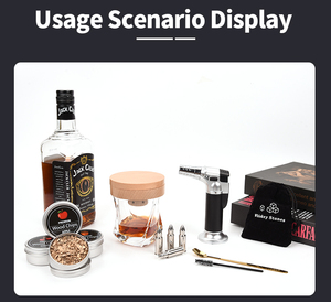 WEIBU 2026 NEW <strong>Whiskey</strong> Smoke Infuser Hot Selling <strong>Smoker</strong> with Ice Cubes Torch 6 Natural Wood Chips - Product Image 5