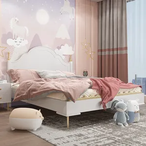 European Style children bed for girls solid wood furniture single beds for kids bedroom set 1.5m kids bed
