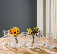 Vases à fleurs modernes miniatures en verre transparent de style vintage pour mariage, maison, table, fête, sol, mur et dessus de table