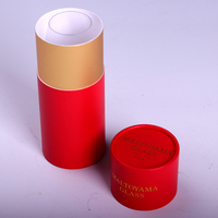 Pappe Champagner Flöte Weingläser Boxen benutzer definierte individuelle Weinglas Tube Boxen Luxus Rot und Gold Papier runde Geschenk box