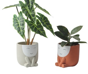 Maceta de porcelana esmaltada de cerámica creativa nórdica, maceta de planta suculenta humanoide bonita para el hogar y el jardín, decoración artística de escritorio - Product Image 4