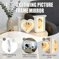 Ensemble de miroirs magiques avec cadre photo LED romantique, lumière en forme de I Love U, pour mariage, anniversaire, Saint-Valentin, cadeau, décoration de la maison
