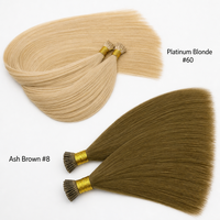 Extensions de cheveux naturels Remy à pointe I, double épaisseur, à la kératine, pré-collées, 100% cheveux vierges, 1g/mèche, 100g en gros