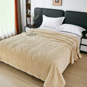 Jacquard Faleinel Double face épaissie couverture de sieste de bureau couleur unie conception transfrontalière pour la saison d'hiver en gros tricoté - Product Image 1