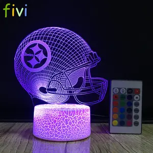 New Creative American Football Cap 3D LED Illusion Night Light USB Remote Control 16 Color Change Bedroom Desk Lights
