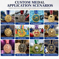 Médailles sportives personnalisées avec ruban, alliage de zinc, relief 3D, course à pied, football, basketball, natation, cyclisme, médaille de récompense