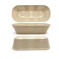 Hygiënische antibacteriële plastic vaatwasserbestendige duurzame ovale broodvormmand (30x13,5x8,5 cm) voor het laten rijzen van deeg
