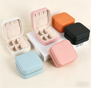 Women's Portable Mini PU Leather Jewelry <b>Box</b> Small Earring Organizer Lightweight Travel <b>Storage</b> Case for Rings Necklaces Earring - Product Image 4