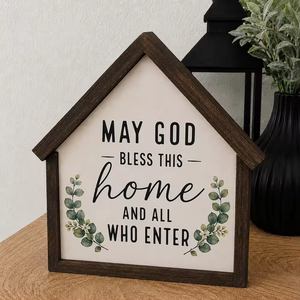 Nouvelle Décoration Murale en Bois pour la <span class=keywords><strong>Maison</strong></span> – Panneau en Bois « Nouveaux Départs » en Forme de <span class=keywords><strong>Maison</strong></span> – Décoration pour <span class=keywords><strong>Salon</strong></span> et Intérieur - Product Image 1