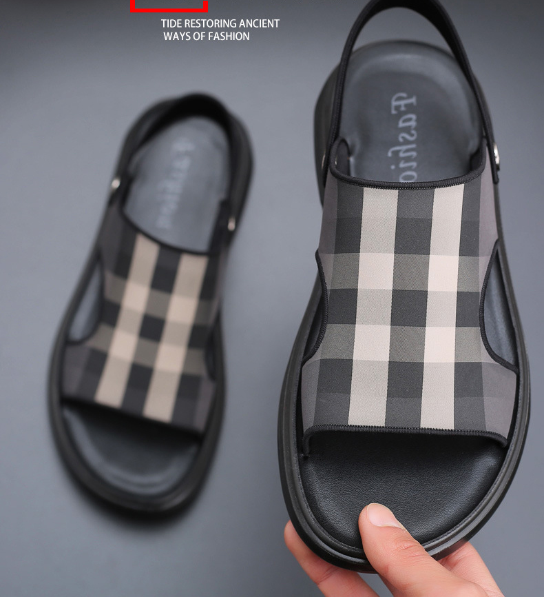 Fashion Men Leather Sandals Shoes High Quality Breathable Beach Sandals Slippers