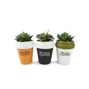 Huis & Tuin Koffiekop Lichaam Decoratieve Indoor Cement Gemaakt Succulente Plant Bloempot