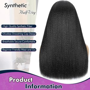 Yaki Synthetic Wig Heat Resistant Glueless Machine Made Wig with Drawstring <b>Cap</b> for Women Daily Wear - Product Image 2