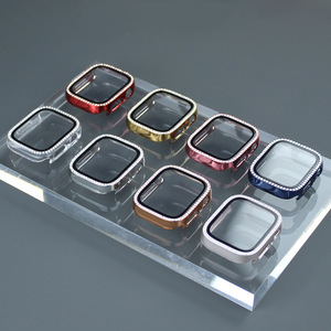 Cubierta de cristal + reloj para <span class=keywords><strong>Apple</strong></span> <span class=keywords><strong>Watch</strong></span> S10 45mm 41mm 40mm <span class=keywords><strong>44mm</strong></span> 42mm Bling Case Diamond Bumper <span class=keywords><strong>Protector</strong></span> para IwatchSE 9 8 7 6 5 4 3 2 - Product Image 1