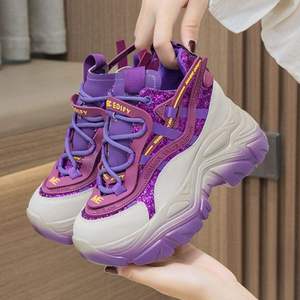 Trendy Chaussures Femmes 2024 Thick Sole Running Shoe Chunky Platform Wedges Sneakers for Ladies - Product Image 1