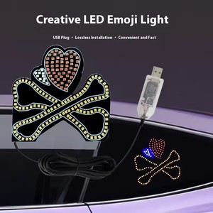 Luz <span class=keywords><strong>LED</strong></span> decorativa para ventana de coche con USB, diseño inalámbrico en forma de corazón, luz de humor para ventana trasera de tendencia con brillo rojizo para ambiente romántico - Product Image 3