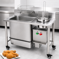 Table de panure pour chaînes de restauration rapide, spécifications identiques à KFC, table de préparation en acier inoxydable sur roulettes pour l'opération de panure des ailes et cuisses de poulet