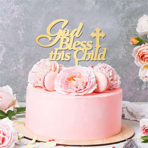Nuevo Adorno para Fiesta de Baby Shower, Primer Cumpleaños, <span class=keywords><strong>Primera</strong></span> Comunión, Dios Bendiga a Este Niño, Adorno Acrílico con Forma de Cruz para Pastel - Product Image 5