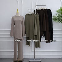 Ensemble 2 pièces Loriya 100 % coton pour femmes musulmanes : haut asymétrique et pantalon large – Tenue décontractée Abaya Dubai Turquie 2026