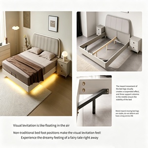 Letto Matrimoniale Deluxe Intelligente in Rovere Rosso con Schienale Morbido in Pelle Antimacchia e Antigraffio per Arredamento Appartamento - Product Image 2