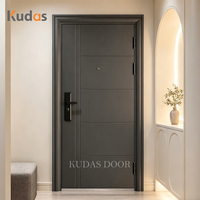 Porte d'entrée de sécurité moderne et minimaliste en acier, anti-effraction, en aluminium moulé, avec serrure intelligente pour appartement et maison