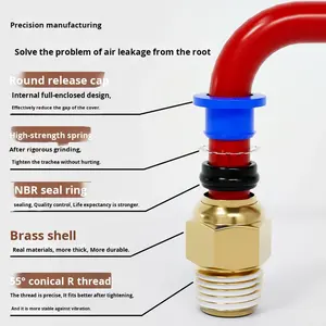 1/8 serie PC 1/4 3/8 1/2 M5 Bspt filo blu maschio dritto placcato ottone Push per collegare raccordi pneumatici - Product Image 2