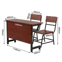 Ensemble de bureau et chaise d'étude pour enfants et étudiants, moderne, durable, double siège, en acier et MDF, pour mobilier de salle de classe du secondaire