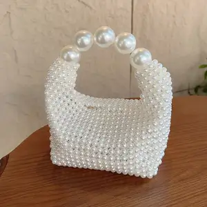 Womens Evening Clutch Bag Ladies Banquet Pearl Bag Fashion Purse Handbag for Wedding Party Bridal Handmade beaded clutch purse