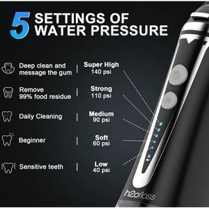 Irrigador Bucal Inalámbrico H2ofloss con 5 Modos, Irrigador Oral Portátil, Resistente al Agua IPX7, Limpiador Dental para el Hogar y Viajes - Product Image 6