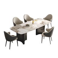 Table à manger convertible en pierre frittée brillante de luxe italienne, directement de l'usine, rectangulaire, moderne et minimaliste