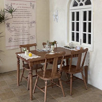 Ensemble table et chaises de salle à manger carrées en bois massif de style vintage américain, meubles de salle à manger rectangulaires rustiques de style farmhouse