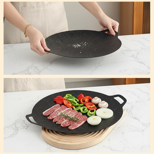 Plaque <span class=keywords><strong>de</strong></span> <span class=keywords><strong>cuisson</strong></span> coréenne antiadhésive multi-tailles en fonte avec double poignée <span class=keywords><strong>pour</strong></span> <span class=keywords><strong>barbecue</strong></span> et <span class=keywords><strong>cuisson</strong></span> en extérieur – Vente en gros - Product Image 3