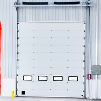 Porte sectionnelle industrielle moderne en acier avec fenêtres rectangulaires pour cour d'entrée