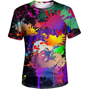 Fitspi Unisex 3D grafik T-Shirt genç için renkli tasarım kısa kollu Young dijital Tee T-Shirt