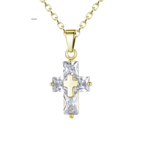 Collier pendentif croix pour femme, micro-pavé de zircon, charme délicat, acier inoxydable plaqué or 18 carats, mode chrétienne