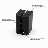 Bloque Guía Superior de Nylon para Ventana Corredera de Aluminio con Diseño de Montaje de Orificio Horizontal