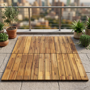 Planche de terrasse en teck véritable pour extérieur 18 mm ABC 60 x 30 cm – Revêtement de sol écologique et étanche pour entrepôt, extérieur, parc, chambre, jardin - Product Image 3