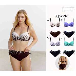 ชุดบิกินี่เซ็กซี่ 2 ชิ้นสำหรับผู้หญิง ชุดว่ายน้ำชายหาดฤดูร้อน บราแบบมีฟองน้ำ สายผูกคอ กางเกงเอวสูงผูกข้าง รุ่นใหม่สำหรับผู้หญิง SQ67592 - Product Image 1