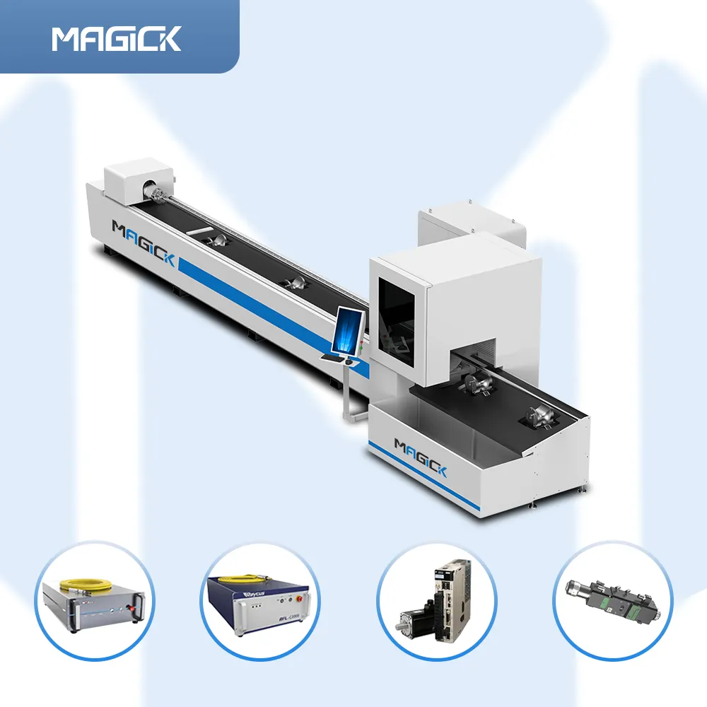 MKLASER MK-6020T macchina da taglio laser in fibra di tubo metallico CNC tondo quadrato in acciaio inossidabile alluminio al carbonio