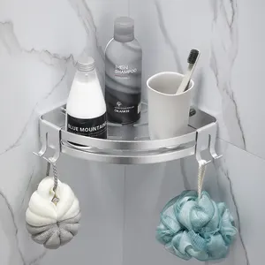 Space Aluminum Self Adhesive Shower Corner Shelf Corner Shower Caddy Bathroom Corner Shelf