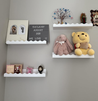 Étagères flottantes en bois personnalisables, lot de 4, sculptées, à bords festonnés, multifonctionnelles, modernes, réglables, pour le salon, la chambre des enfants/du tout-petit