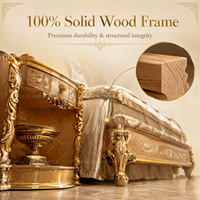 Ensemble de chambre à coucher de luxe de style royal français ensemble de meubles de lit d'intérieur en bois massif sculpté