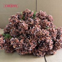 DC325 Meilleures ventes : Hortensia artificiel à toucher réel, 3 têtes, tige unique, pour arrangements floraux d'automne et de mariage, vente en gros