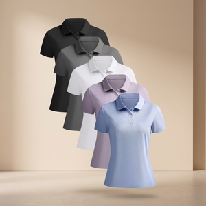 Chemises de golf pour femmes, de haute qualité, 100% polyester, respirantes, jersey uni, manches courtes, vêtements de sport décontractés, séchage rapide - Product Image 3