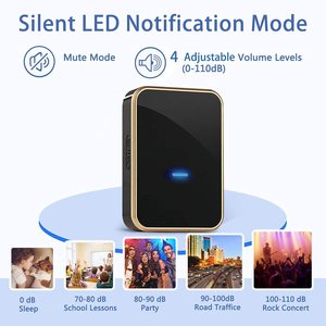 Más de 1000 pies de alcance 45 campanillas de puerta 4 nivel de volumen <span class=keywords><strong>LED</strong></span> Flash impermeable campanas de puerta y campanillas - Product Image 4