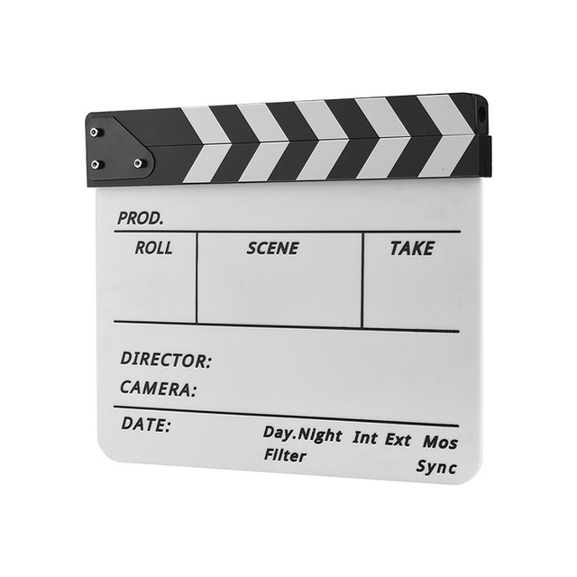 Professional Acrylic Clapboard Dry Erase TV Film Movie Director Cut Action Scene Clapper Board Slate With Marker Pen Eraser