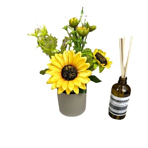 Plante artificielle en pot de tournesol de la collection Fuyu, fleur en soie faite à la main, décoration pour salon, entrée, table basse - Product Image 5