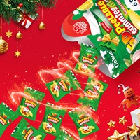 Christmas Peelable Burst Fruit Juice Gummy Soft Candy Sweet Filled Snack for Xmas Gathering Use