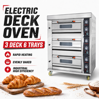 Oven Dek Listrik Otomatis Pengontrol Suhu Digital Elemen Pemanas Baja Tahan Karat Perlengkapan Komersial Anti Panas Berlebih